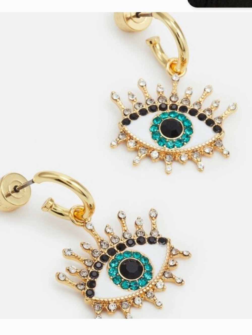 Kurt Geiger Evil Eye Crystal Huggie Hoop Earrings Nib